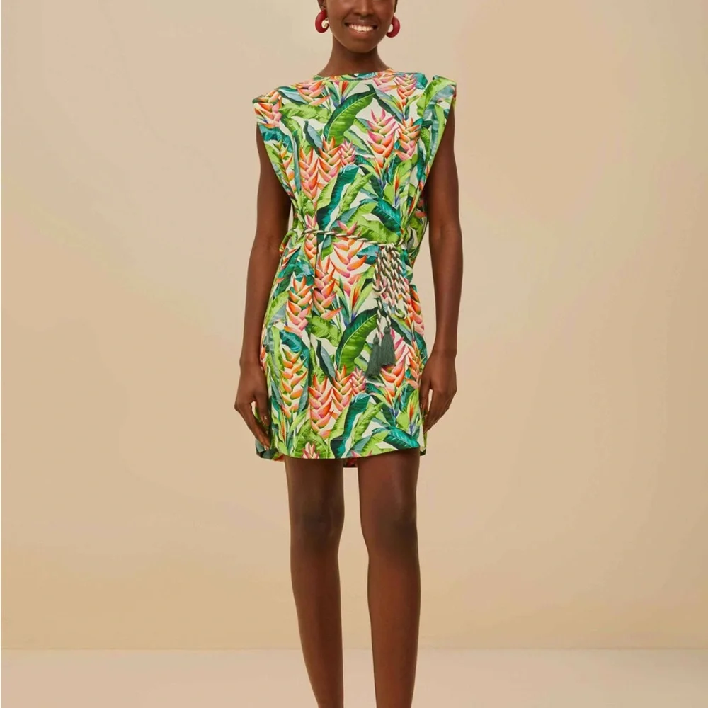 New Farm Rio Tropical Leaf Print Dress - Picture 1 of 11